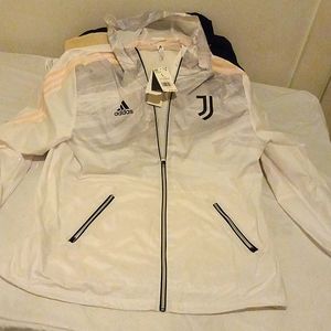 NWT adidas JUVE (special edition) Windbreaker..white/grey/black/peach